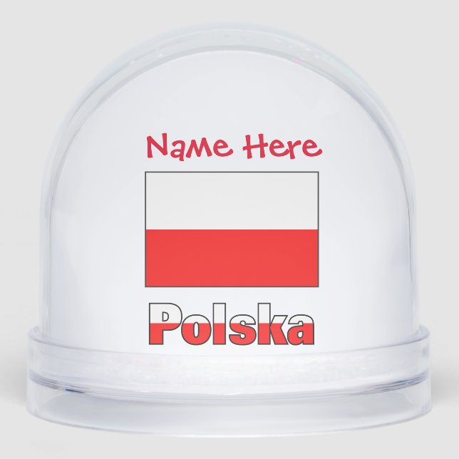 Polska Polish Flag Red Personalized Snow Globe (Front)