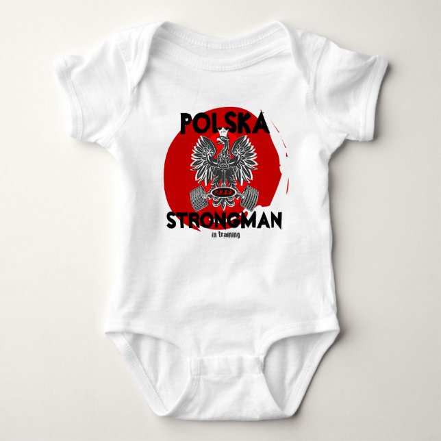 POLSKA STRONGMAN in Training Baby Bodysuit (Front)