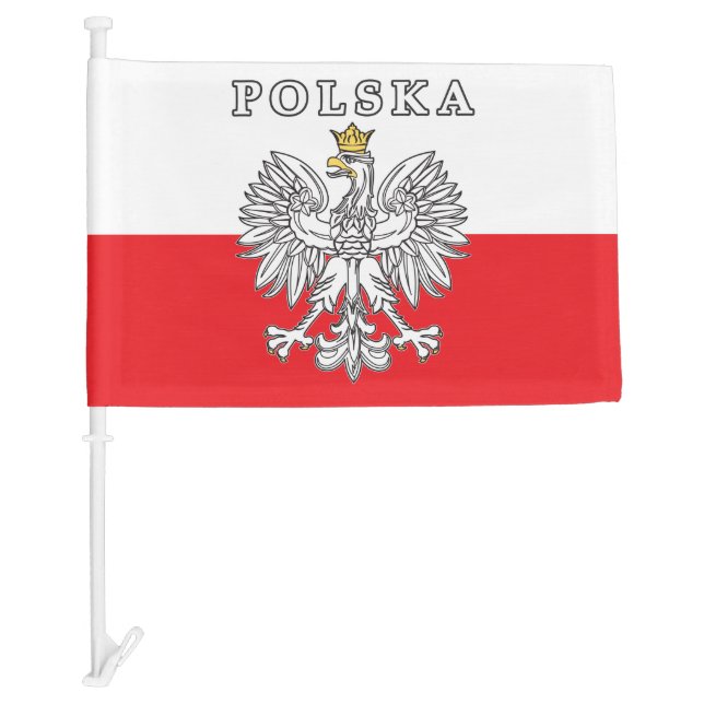 Polska With Polish Eagle Car Flag (Front)