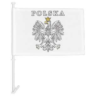 Polska With Polish Eagle Car Flag