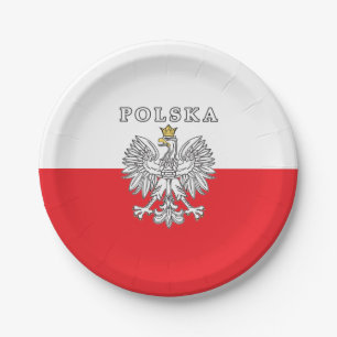 Polska With Polish Eagle Paper Plates