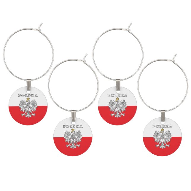 Polska With Polish Eagle Wine Charm (Staggered)