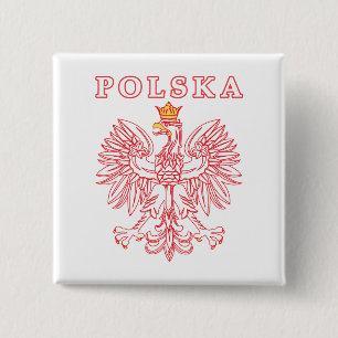 Polska With Red Polish Eagle Button