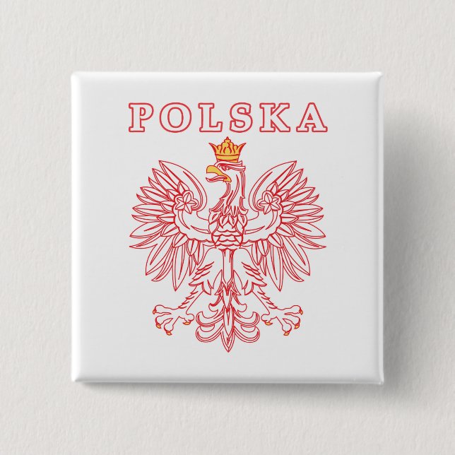 Polska With Red Polish Eagle Button (Front)