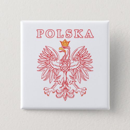 Polska With Red Polish Eagle Button