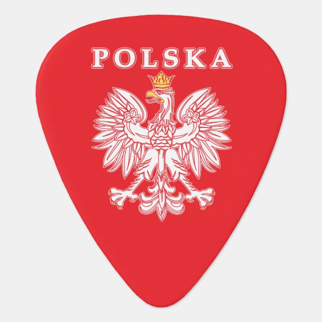 Polska With Red Polish Eagle Guitar Pick (Front)