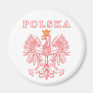 Polska With Red Polish Eagle Magnet