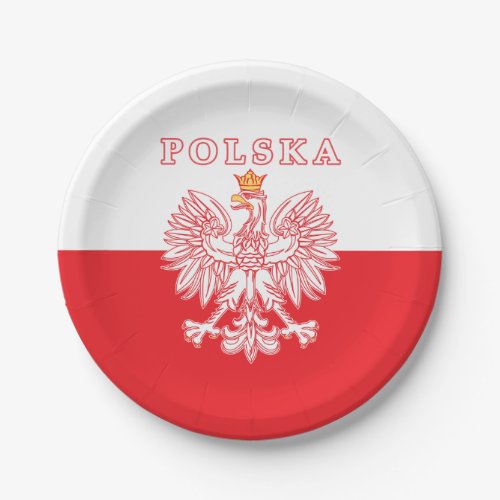 Polska With Red Polish Eagle Paper Plates
