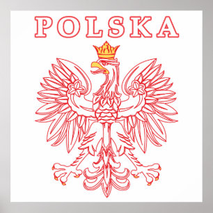 Polska With Red Polish Eagle Poster