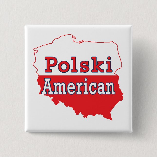 Polski American Map Pinback Button (Front)
