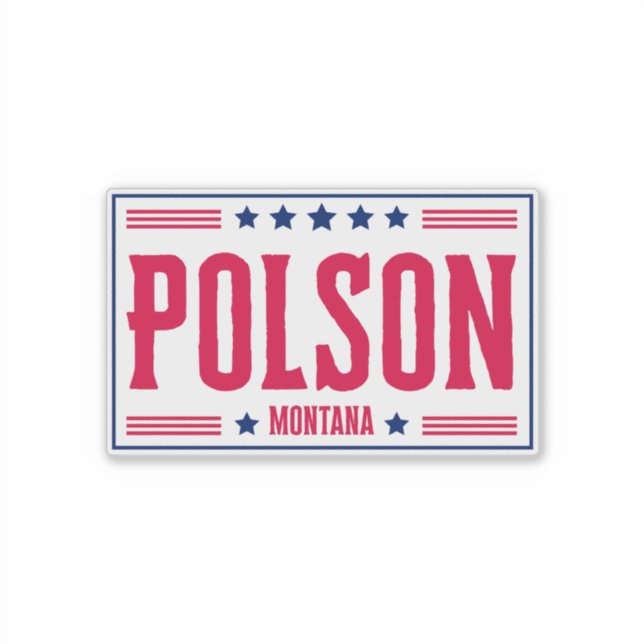 POLSON MONTANA Stars & Stripes Sticker (Front)