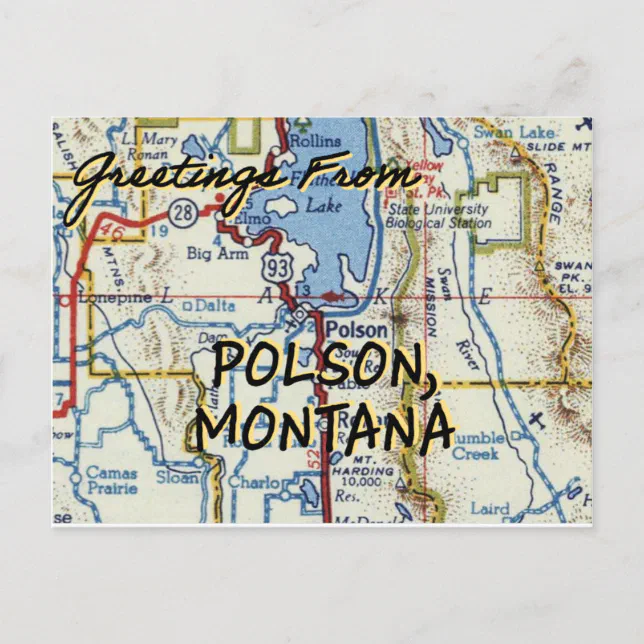 Polson MT Vintage Map Postcard | Zazzle