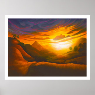 Poly Canyon Sunset Over Hollister Peak Poster