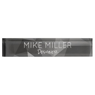 Poly Geometric NAME Designer Architect Office  Desk Name Plate