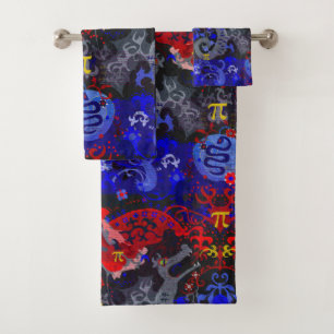 Polyamory Dragon Damask in Poly Pride Flag Colors Bath Towel Set