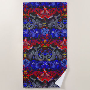 Polyamory Dragon Damask in Poly Pride Flag Colors Beach Towel
