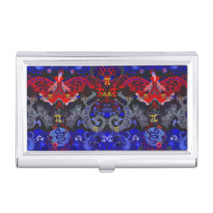 Polyamory Dragon Damask in Poly Pride Flag Colors Business Card Case