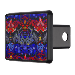 Polyamory Dragon Damask in Poly Pride Flag Colors Hitch Cover