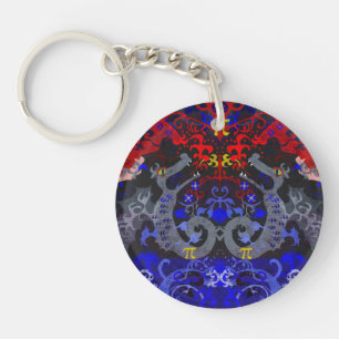 Polyamory Dragon Damask in Poly Pride Flag Colors Keychain