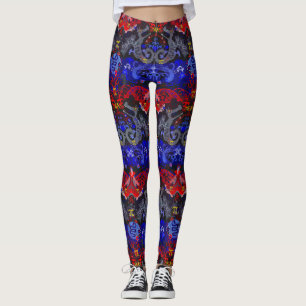 Polyamory Dragon Damask in Poly Pride Flag Colors Leggings