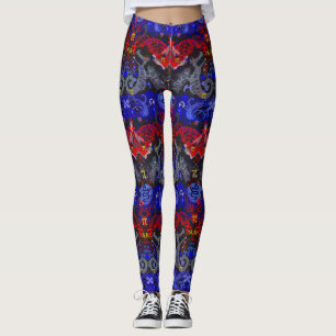 Polyamory Dragon Damask in Poly Pride Flag Colors Leggings