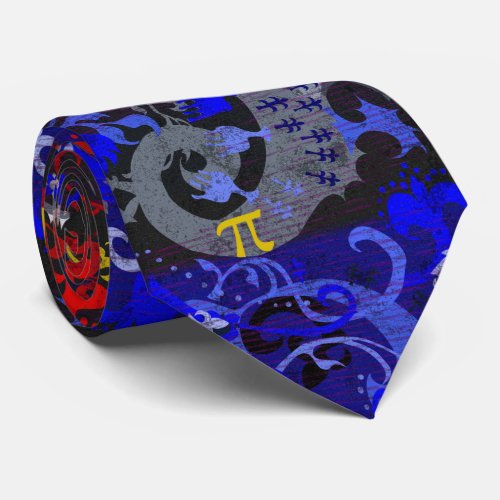 Polyamory Dragon Damask in Poly Pride Flag Colors Neck Tie