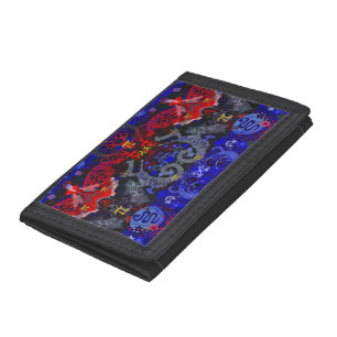 Polyamory Dragon Damask in Poly Pride Flag Colors Tri-fold Wallet