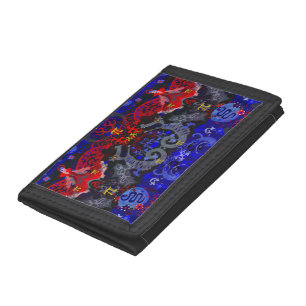 Polyamory Dragon Damask in Poly Pride Flag Colors Trifold Wallet