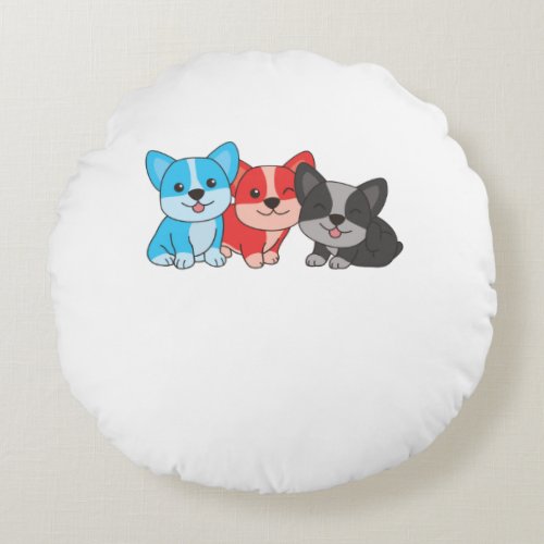 Polyamory Flag Corgi Pride Lgbtq Cute Dogs Round Pillow