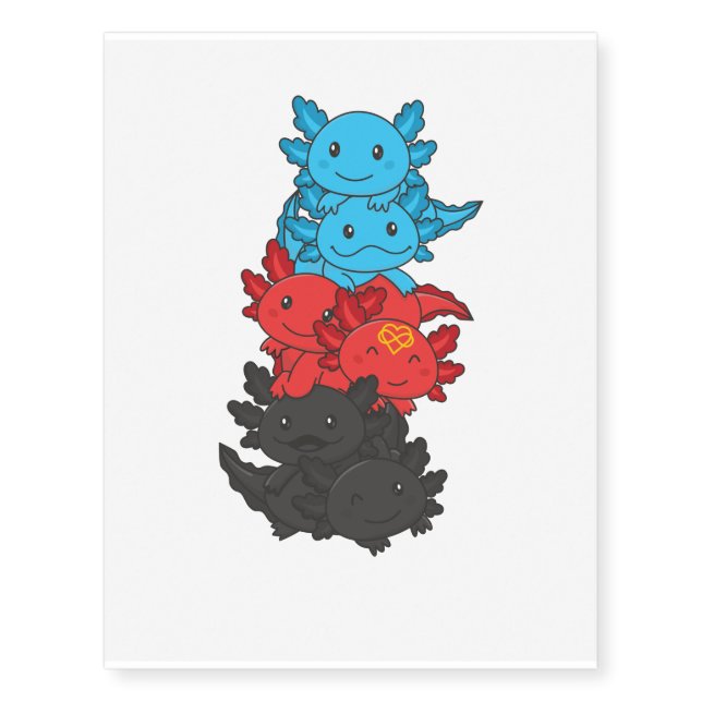 Polyamory Flag Gay Pride Lgbtq Axolotl Temporary Tattoos (Front)