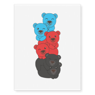 Polyamory Flag Pride Lgbtq Cute Bear Pile Temporary Tattoos