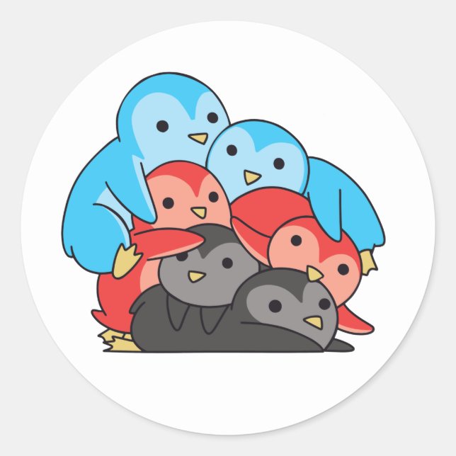 Polyamory Flag Pride Lgbtq Cute Penguin Classic Round Sticker (Front)