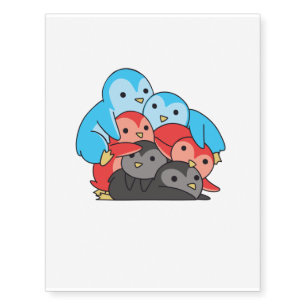 Polyamory Flag Pride Lgbtq Cute Penguin Temporary Tattoos