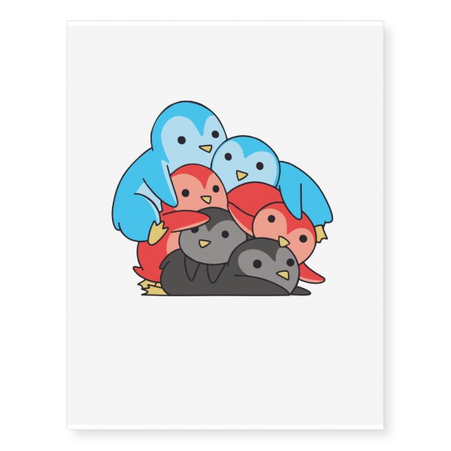 Polyamory Flag Pride Lgbtq Cute Penguin Temporary Tattoos (Front)