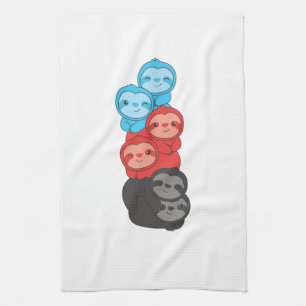 Polyamory Flag Pride Lgbtq Cute Sloth Pile Kitchen Towel