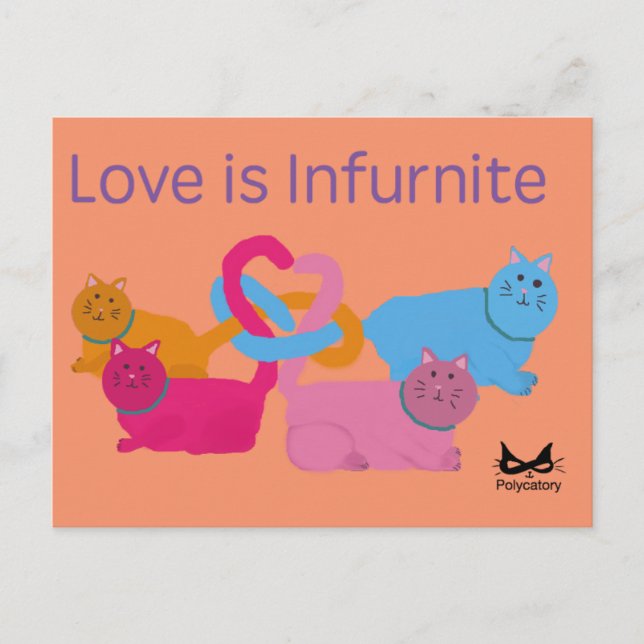 Polyamory Heart Cats Postcard (Front)