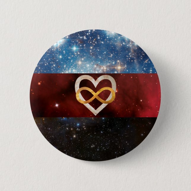 Polyamory infinity heart nebula flag pin (Front)