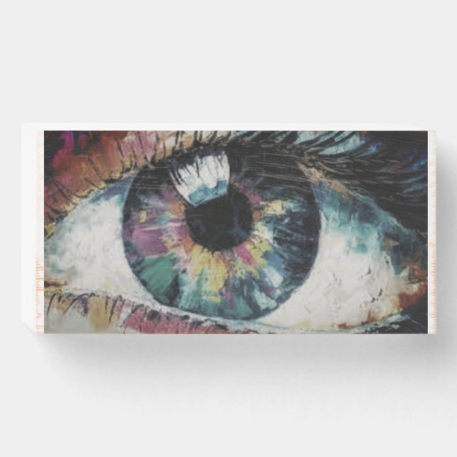 Polychromatic Eye wooden Wall art  Box Sign (Front Horizontal)