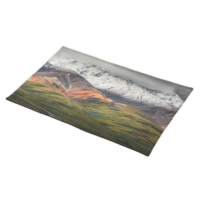 Polychrome mountain, Denali NP, Alaska Cloth Placemat (On Table)