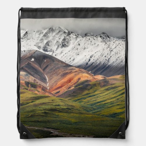 Polychrome mountain Denali NP Alaska Drawstring Bag