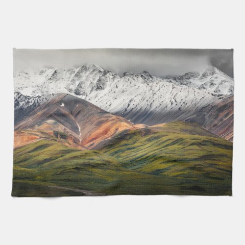 Polychrome mountain Denali NP Alaska Kitchen Towel