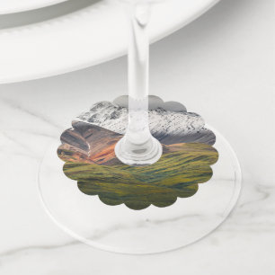 Polychrome mountain, Denali NP, Alaska Wine Glass Tag