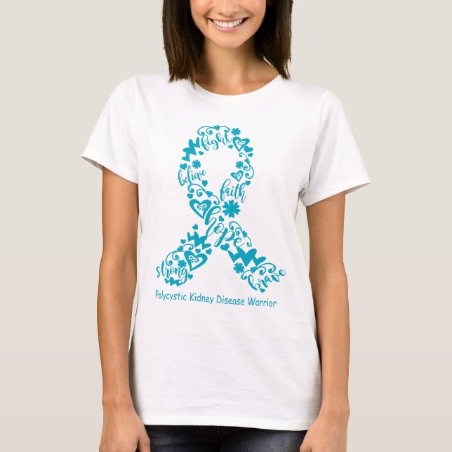 Polycystic Kidney Disease Awareness Ribbon Support T-Shirt (Front)