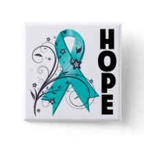 Polycystic Kidney Disease Floral Hope Ribbon Button