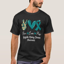 Polycystic Kidney Disease PKD Peace Love Hope Teal T-Shirt