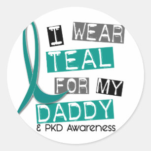 Polycystic Kidney Disease PKD Teal For Daddy 37 Classic Round Sticker