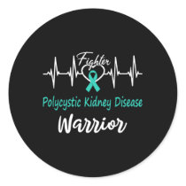 Polycystic Kidney Disease Pkd Warrior Heartbeat Fi Classic Round Sticker