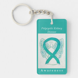 Polycystic Kidney Disease Ribbon Angel Keychain