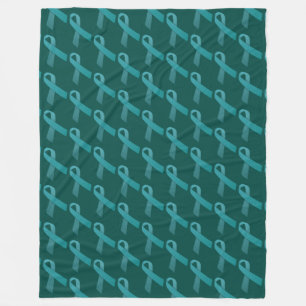 polycystic ovarian syndrome awareness Teal Ribbon Fleece Blanket