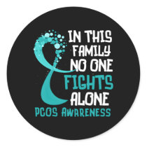 Polycystic Ovary Syndrome Pcos Teal Ribbon Hope Fa Classic Round Sticker